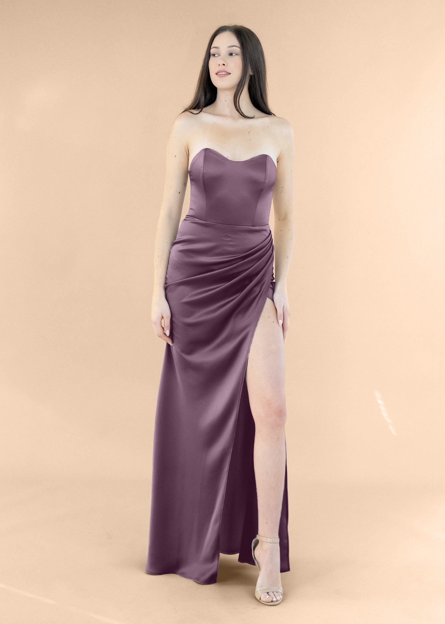 Strapless-Draped-Satin-Mahogany