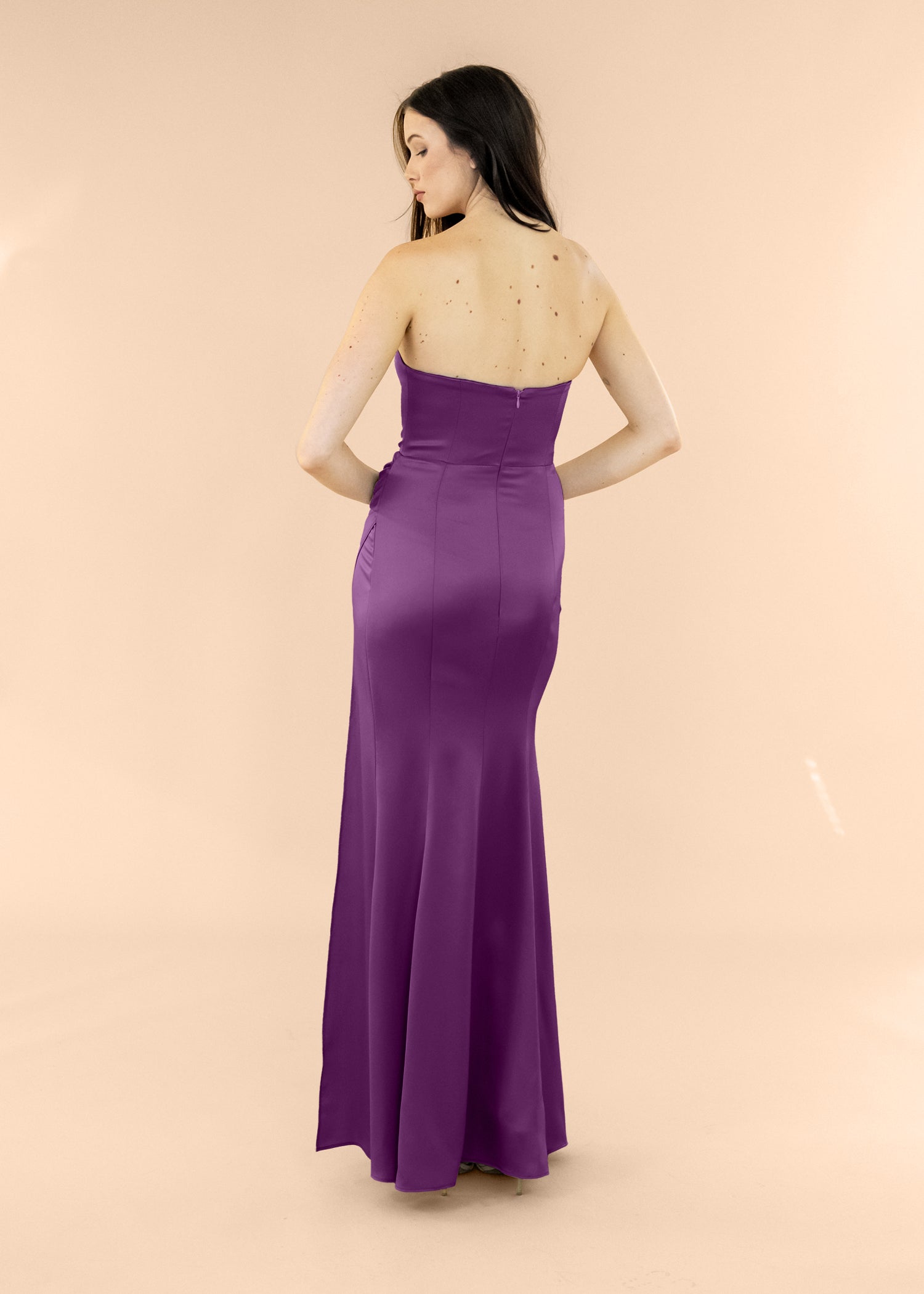 Strapless-Draped-Satin-Plum