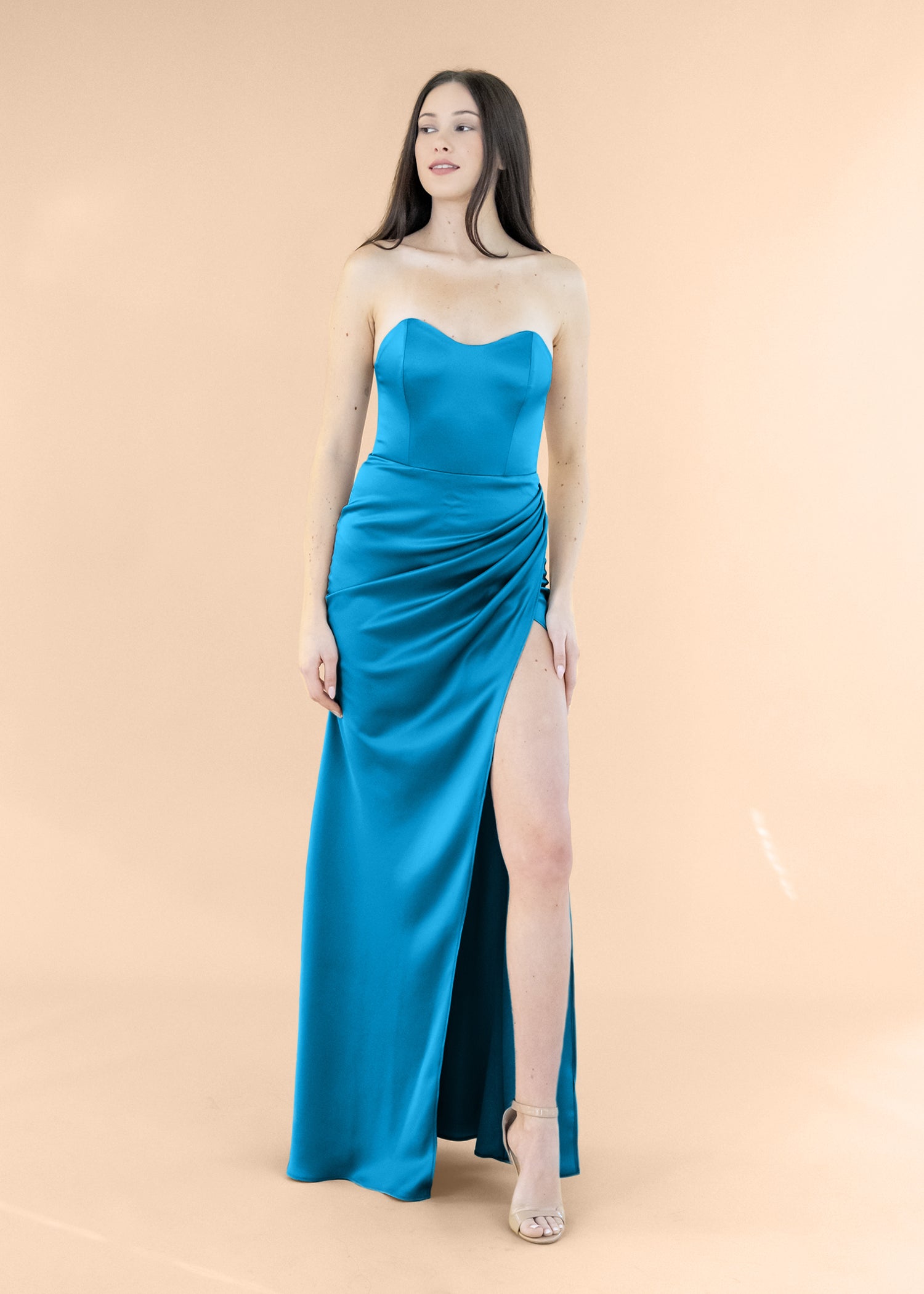 Strapless-Draped-Satin-Sapphire