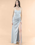 Strapless-Draped-Satin-Silver
