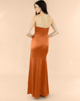 Strapless-Draped-Satin-Terracotta