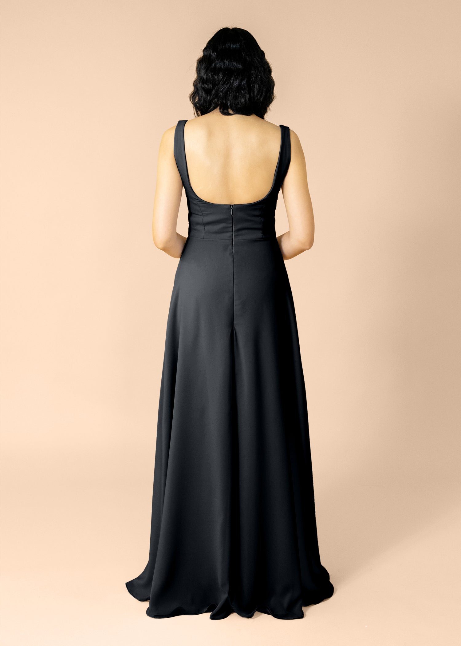 Vneck-Aline-Chiffon-Black