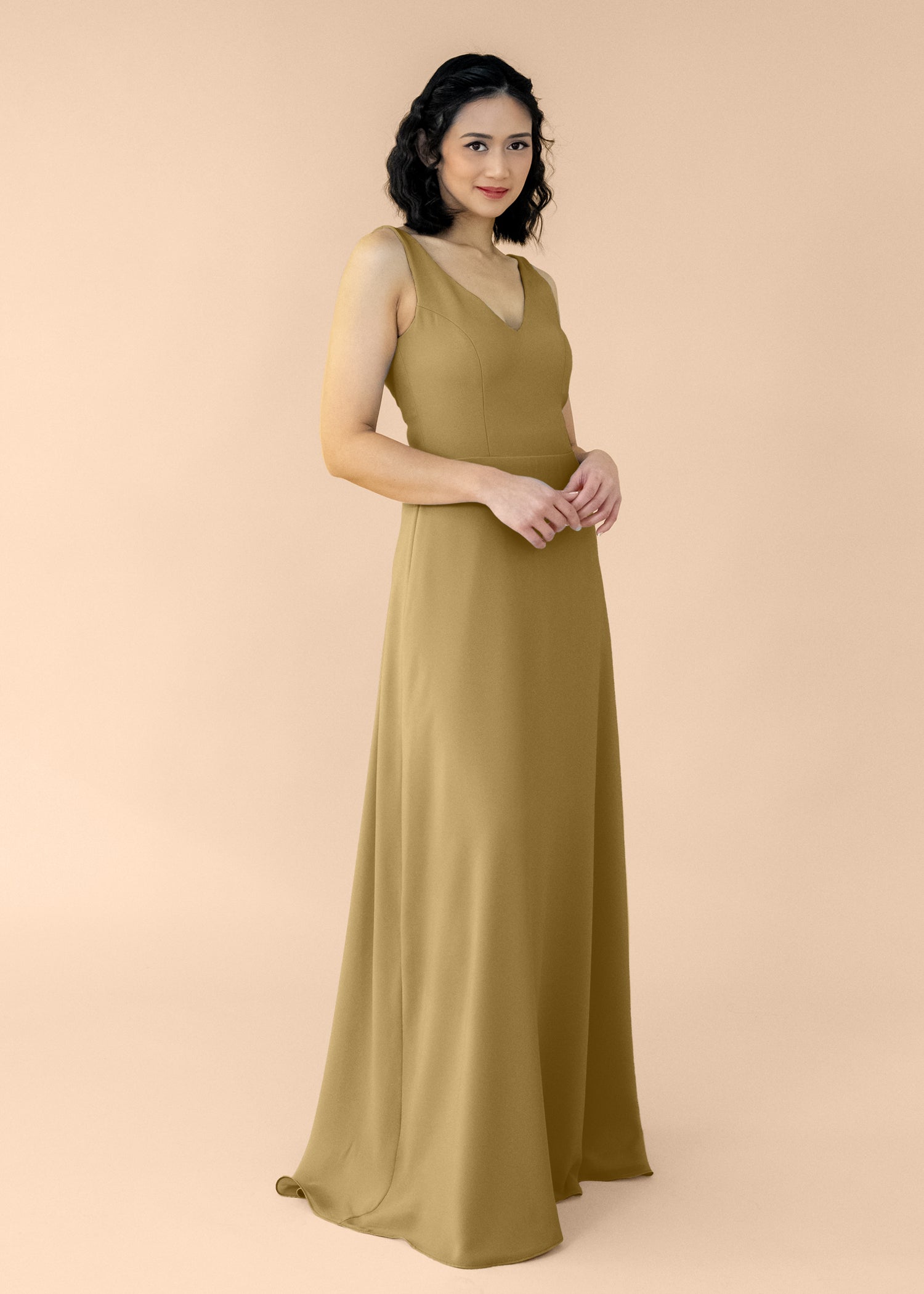 Vneck-Aline-Chiffon-Bronze