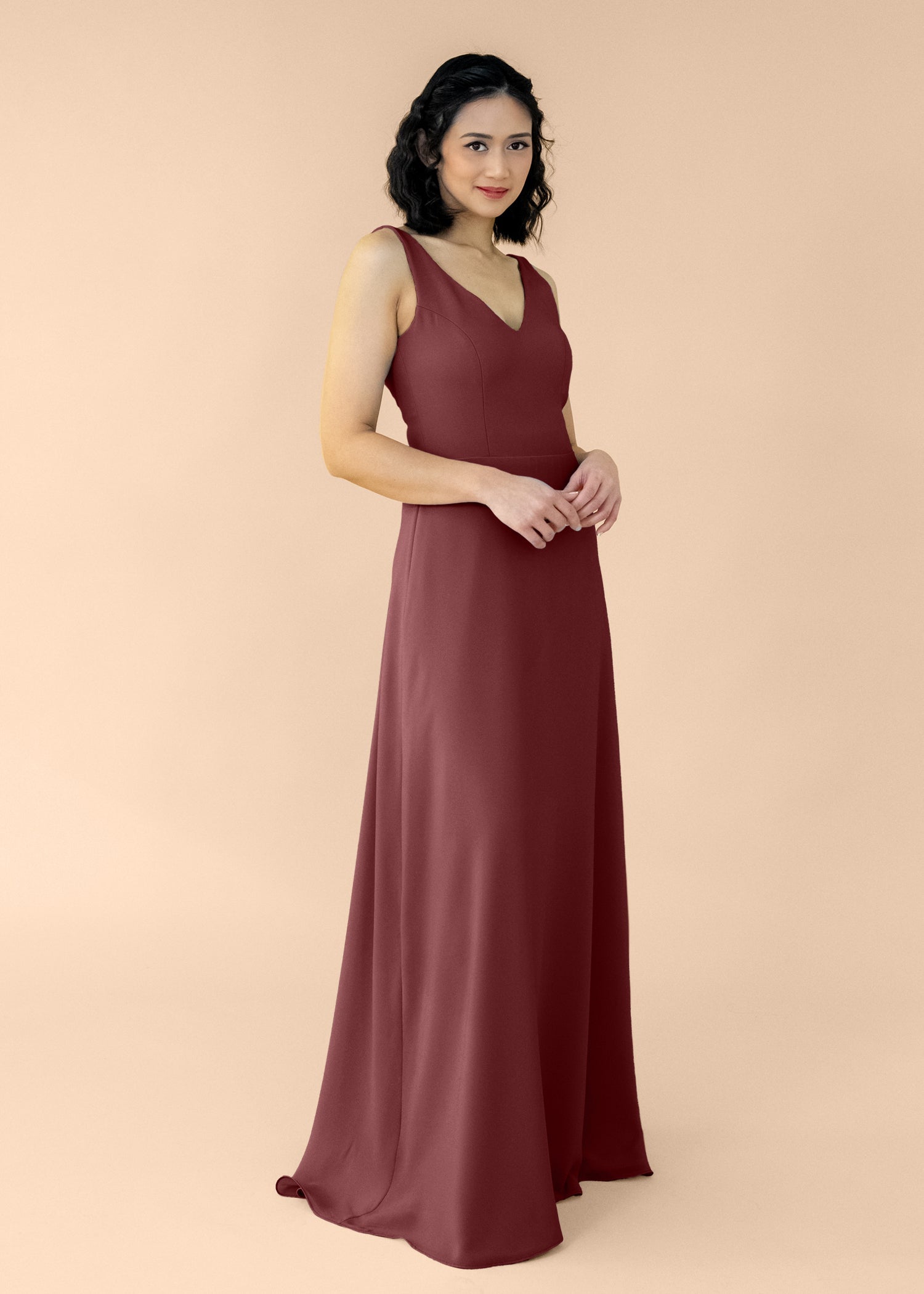 Vneck-Aline-Chiffon-Burgundy