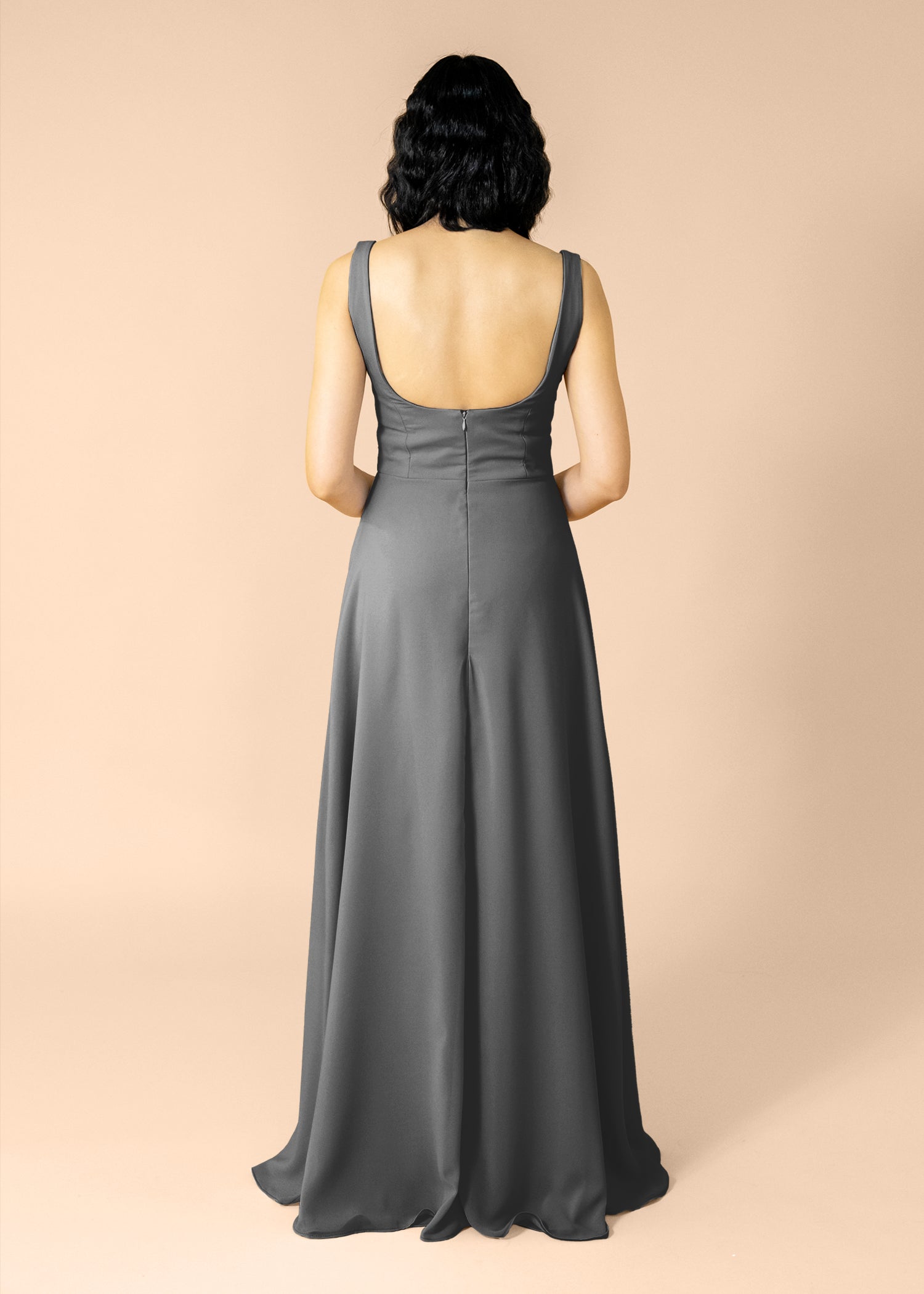 Vneck-Aline-Chiffon-Charcoal