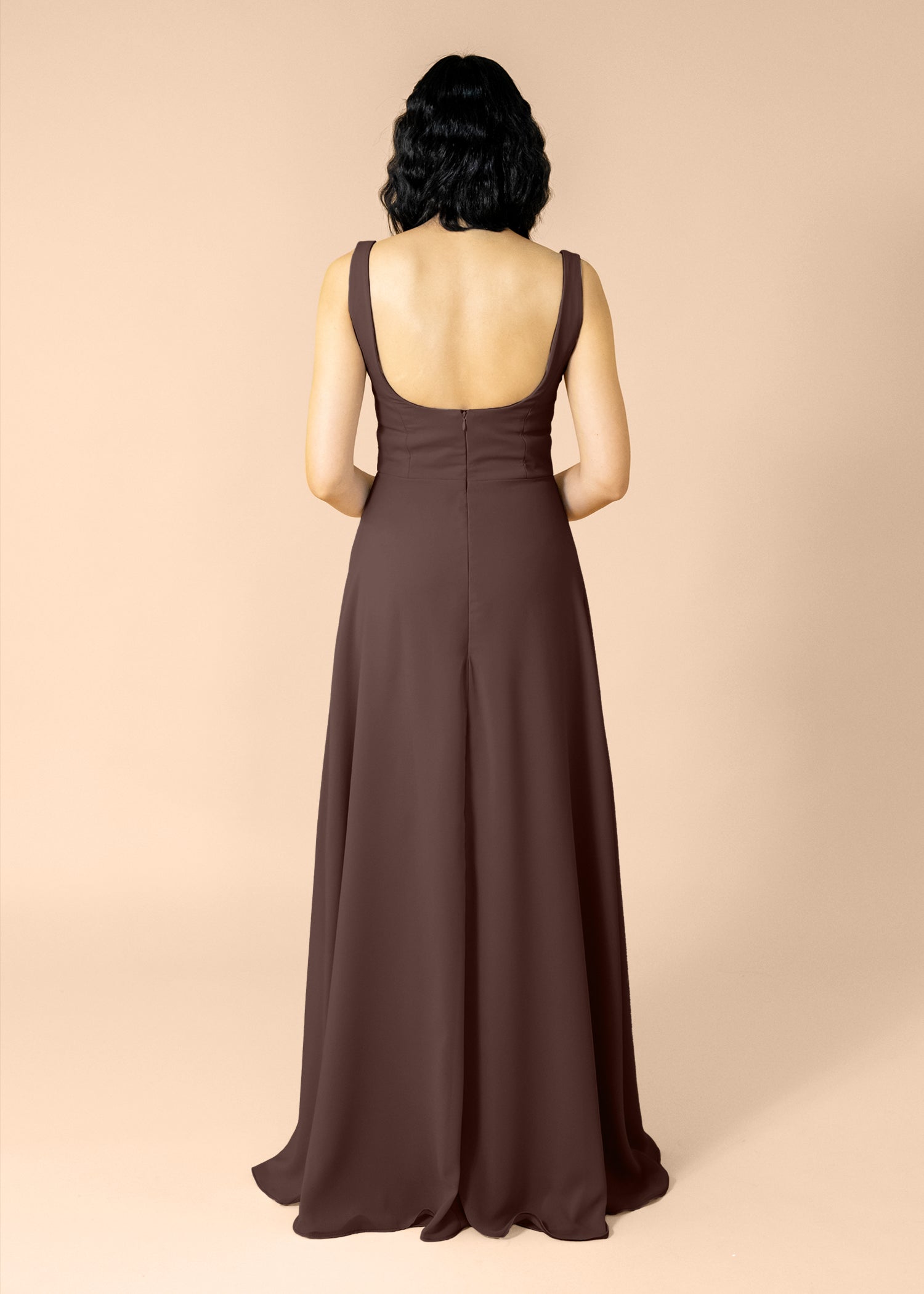 Vneck-Aline-Chiffon-Chocolate