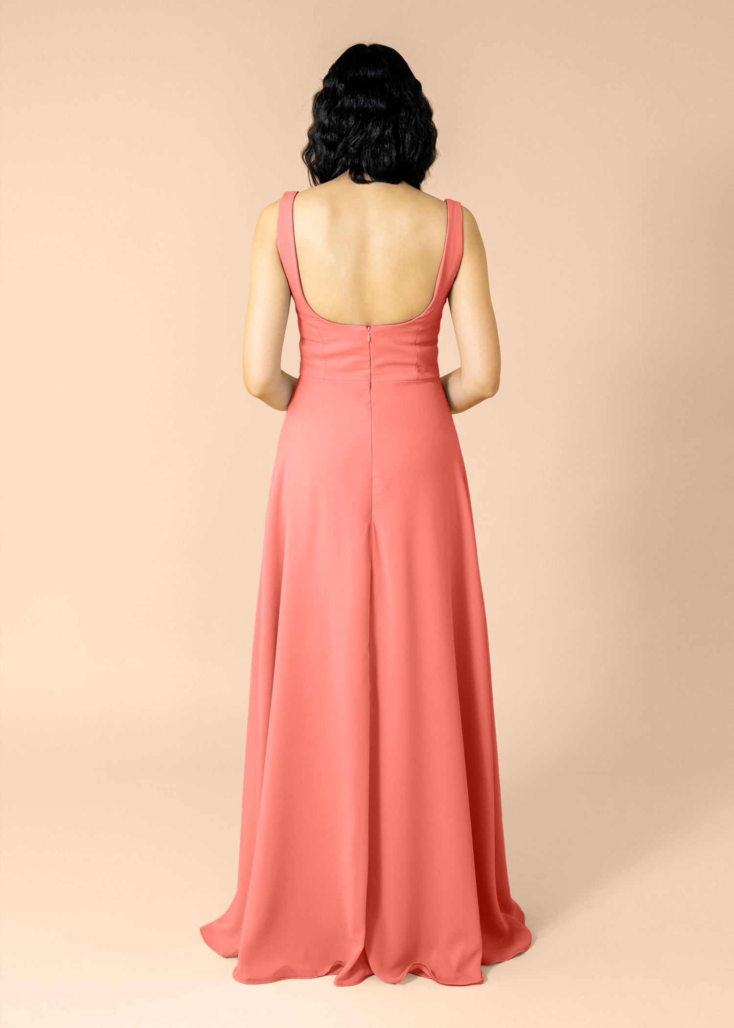 Vneck-Aline-Chiffon-Coral
