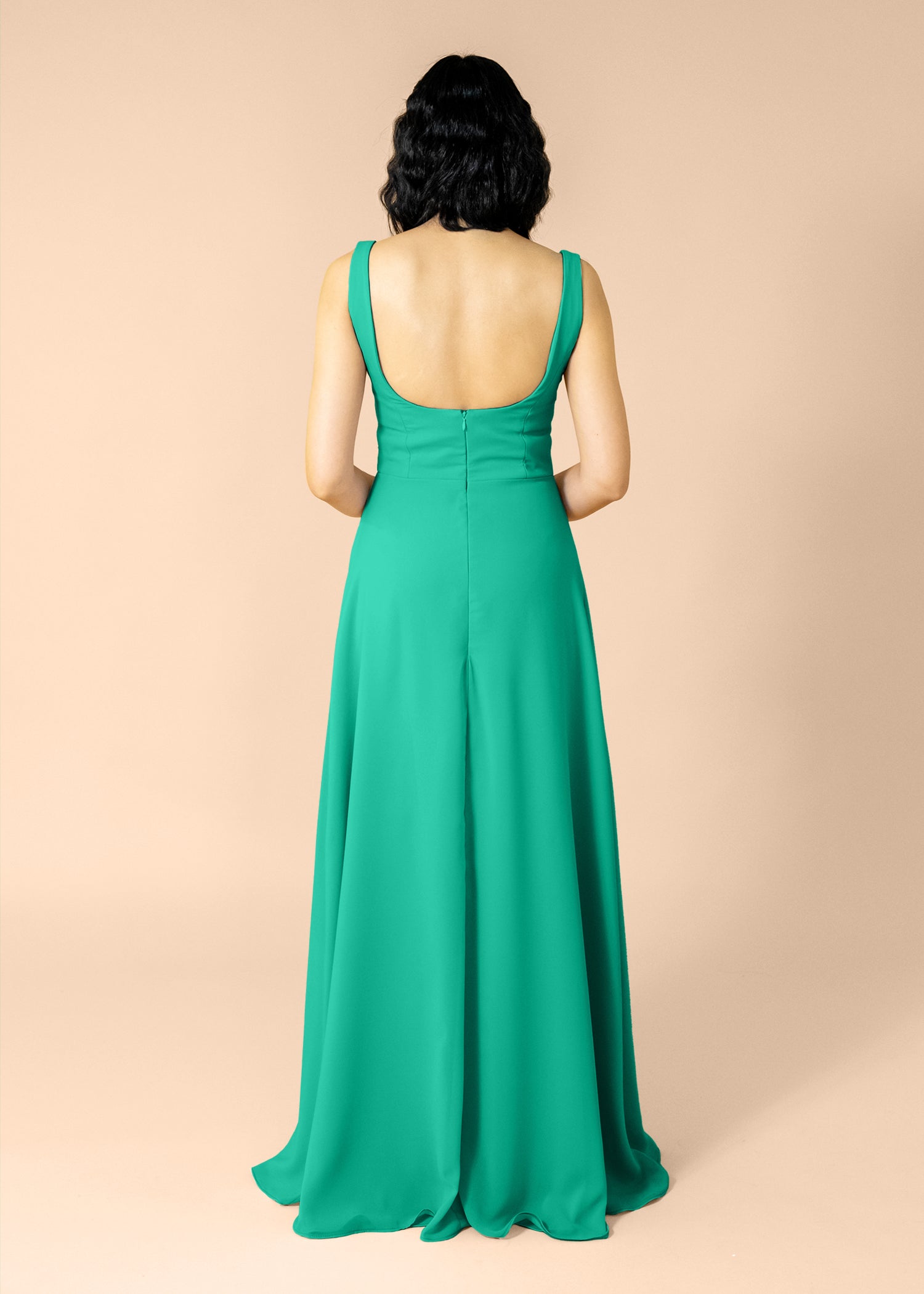 Vneck-Aline-Chiffon-Emerald