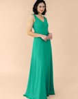 Vneck-Aline-Chiffon-Emerald
