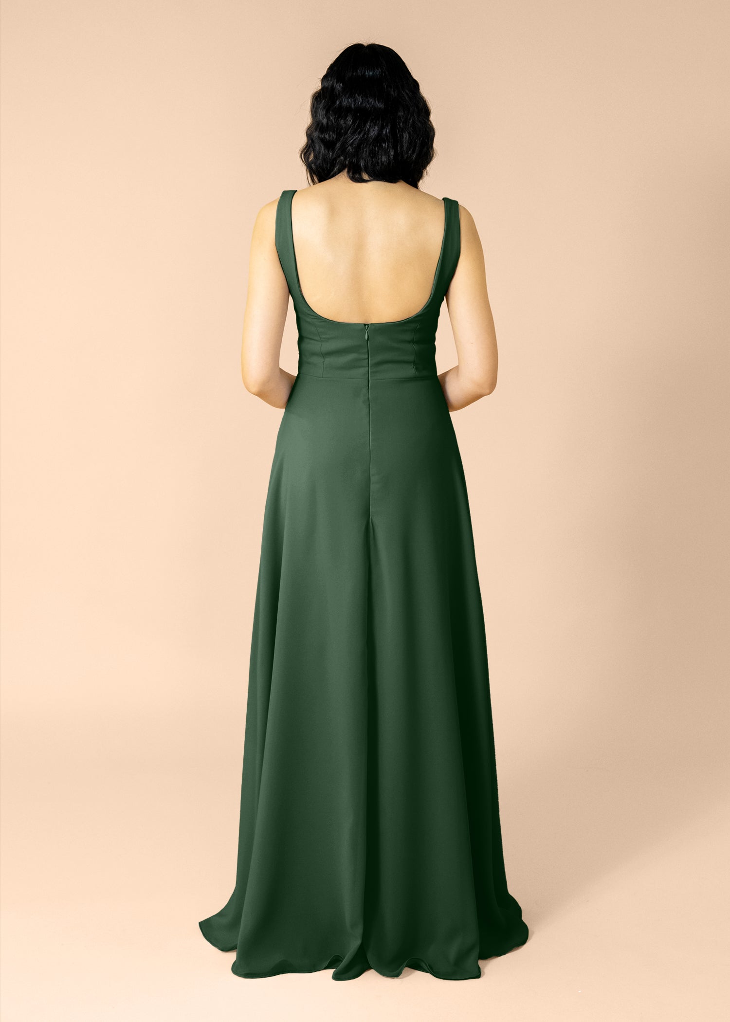 Vneck-Aline-Chiffon-ForestGreen