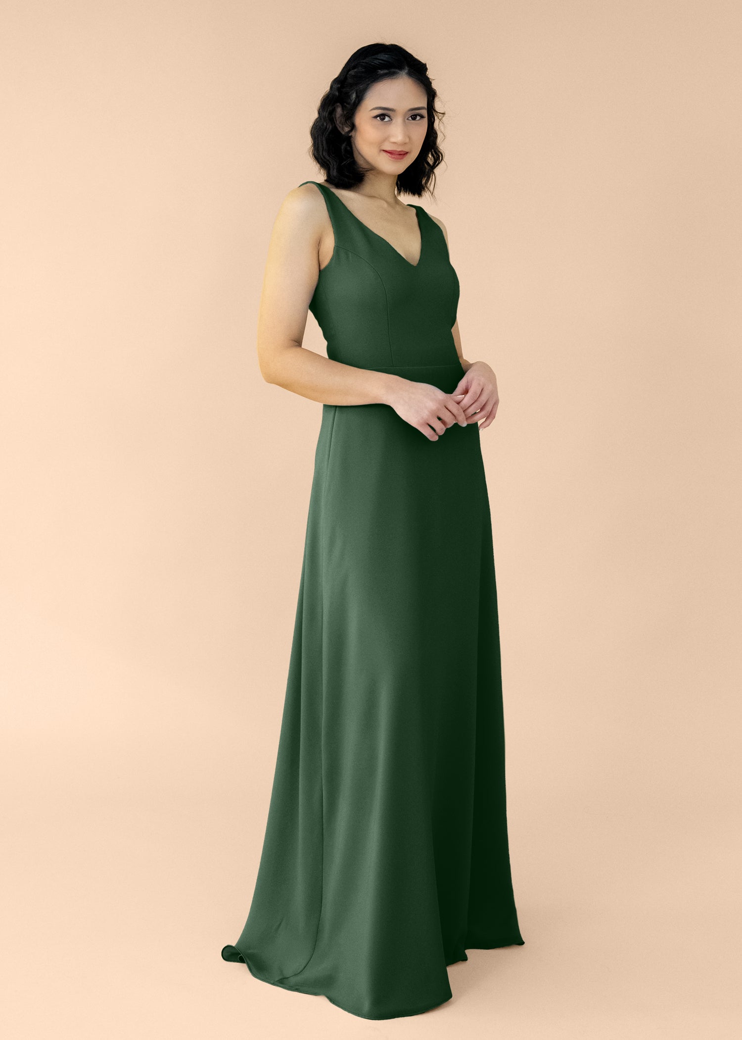Vneck-Aline-Chiffon-ForestGreen