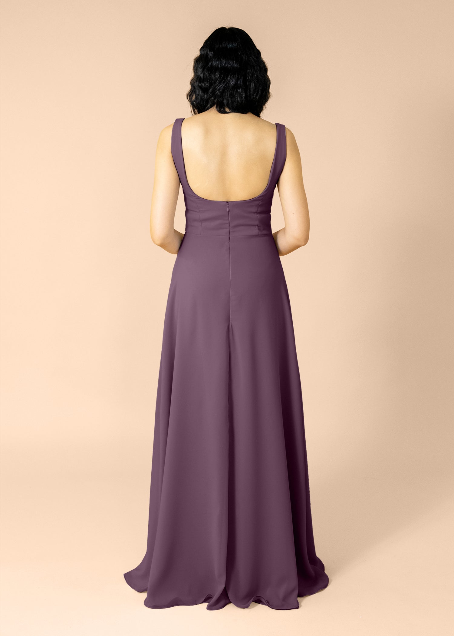 Vneck-Aline-Chiffon-Mahogany
