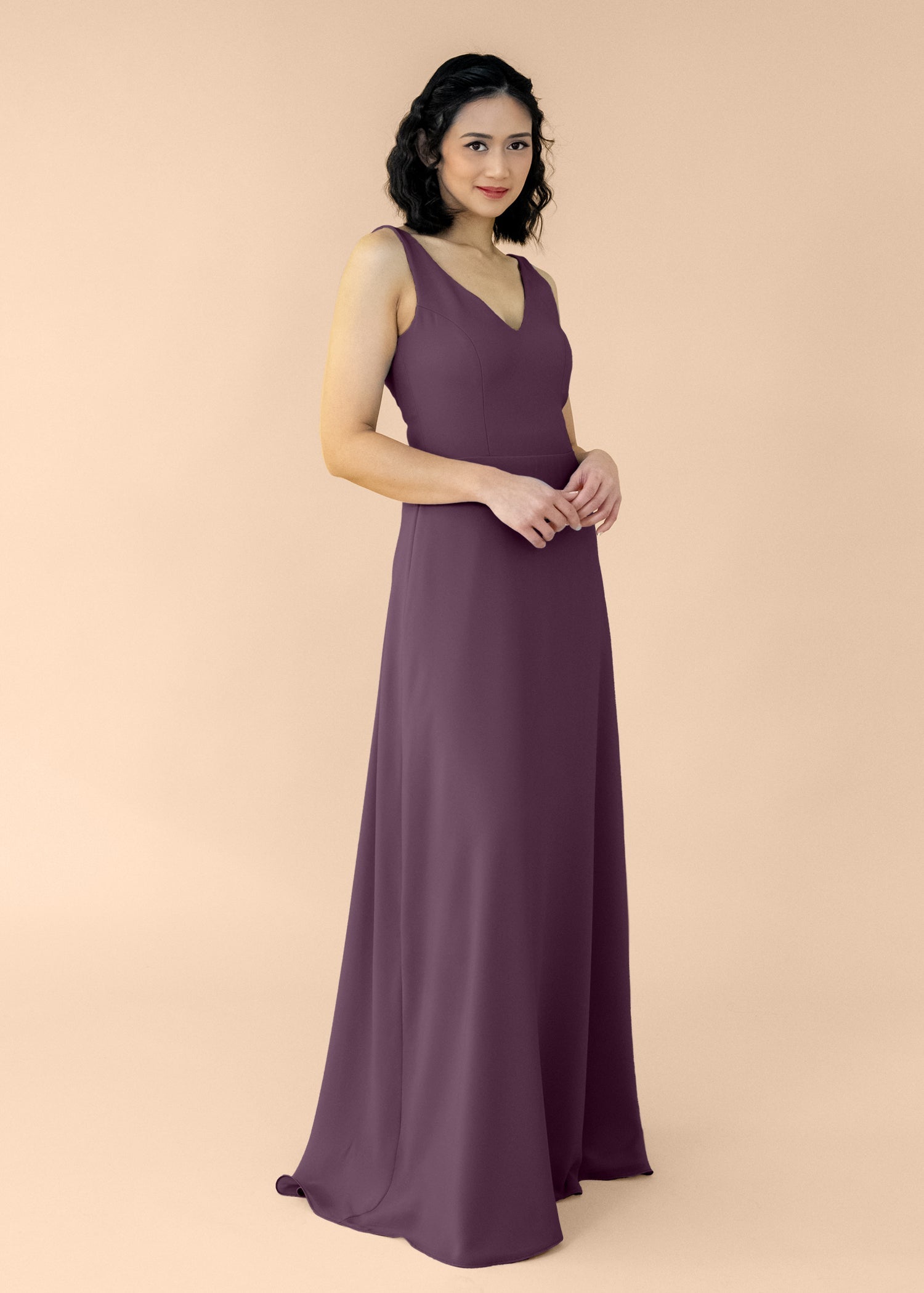 Vneck-Aline-Chiffon-Mahogany