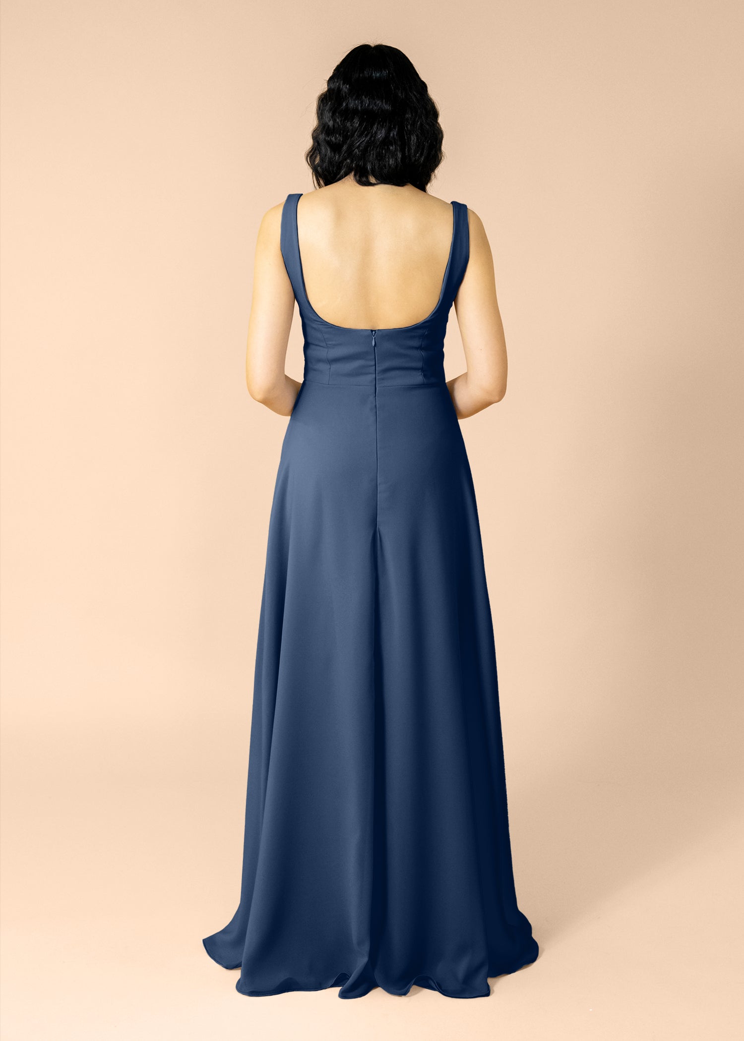 Vneck-Aline-Chiffon-Navy