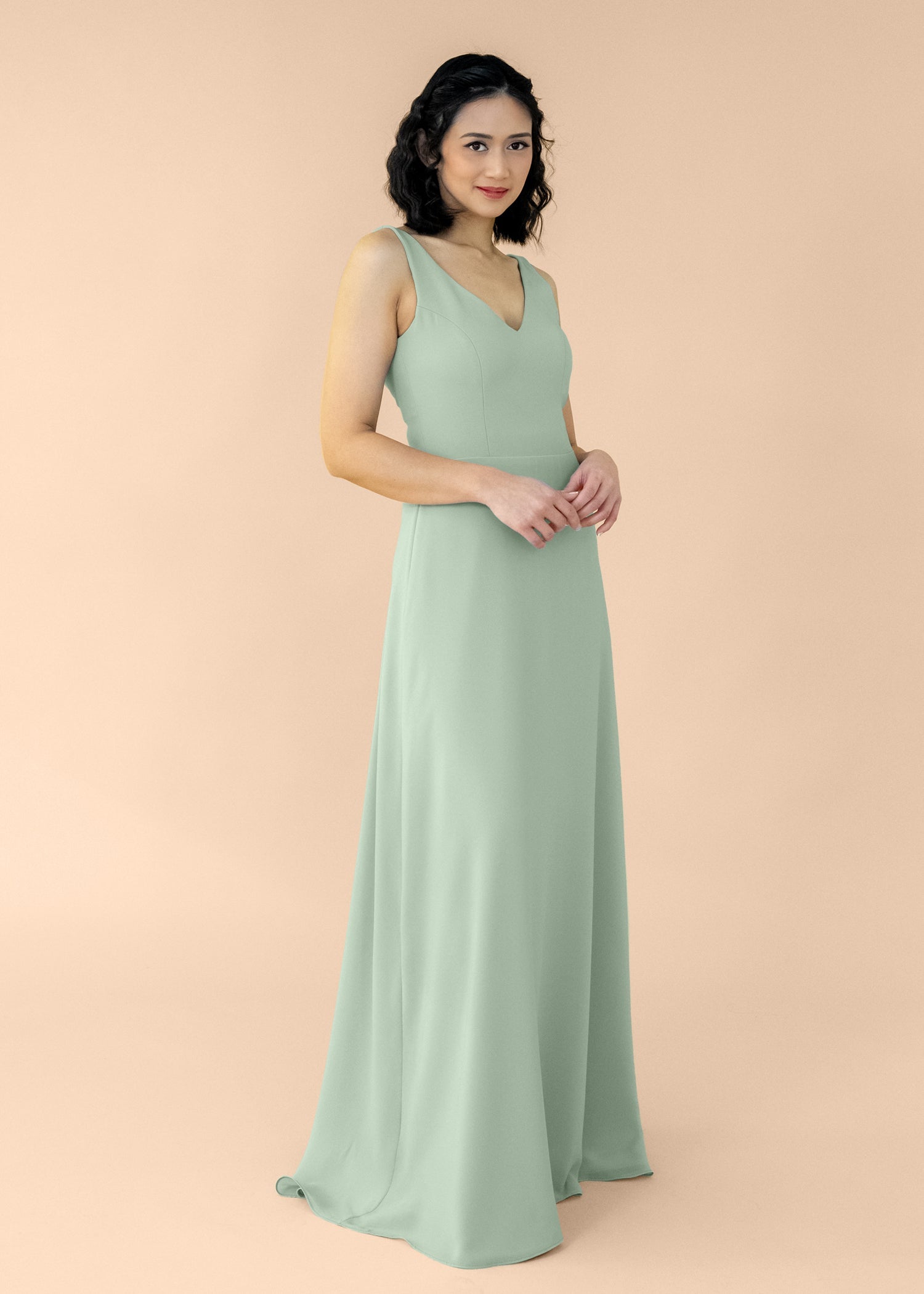 Vneck-Aline-Chiffon-Sage