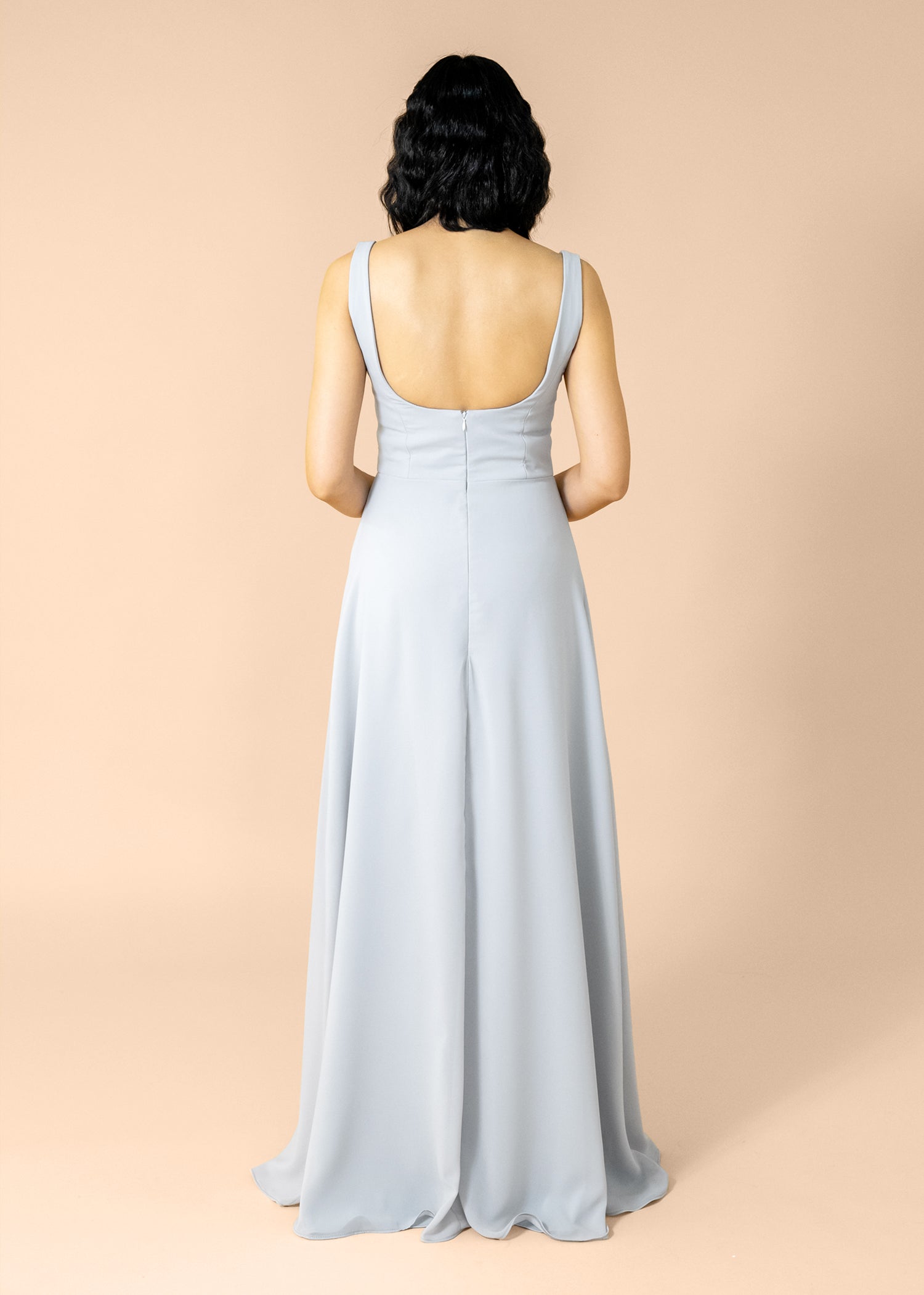 Vneck-Aline-Chiffon-Silver