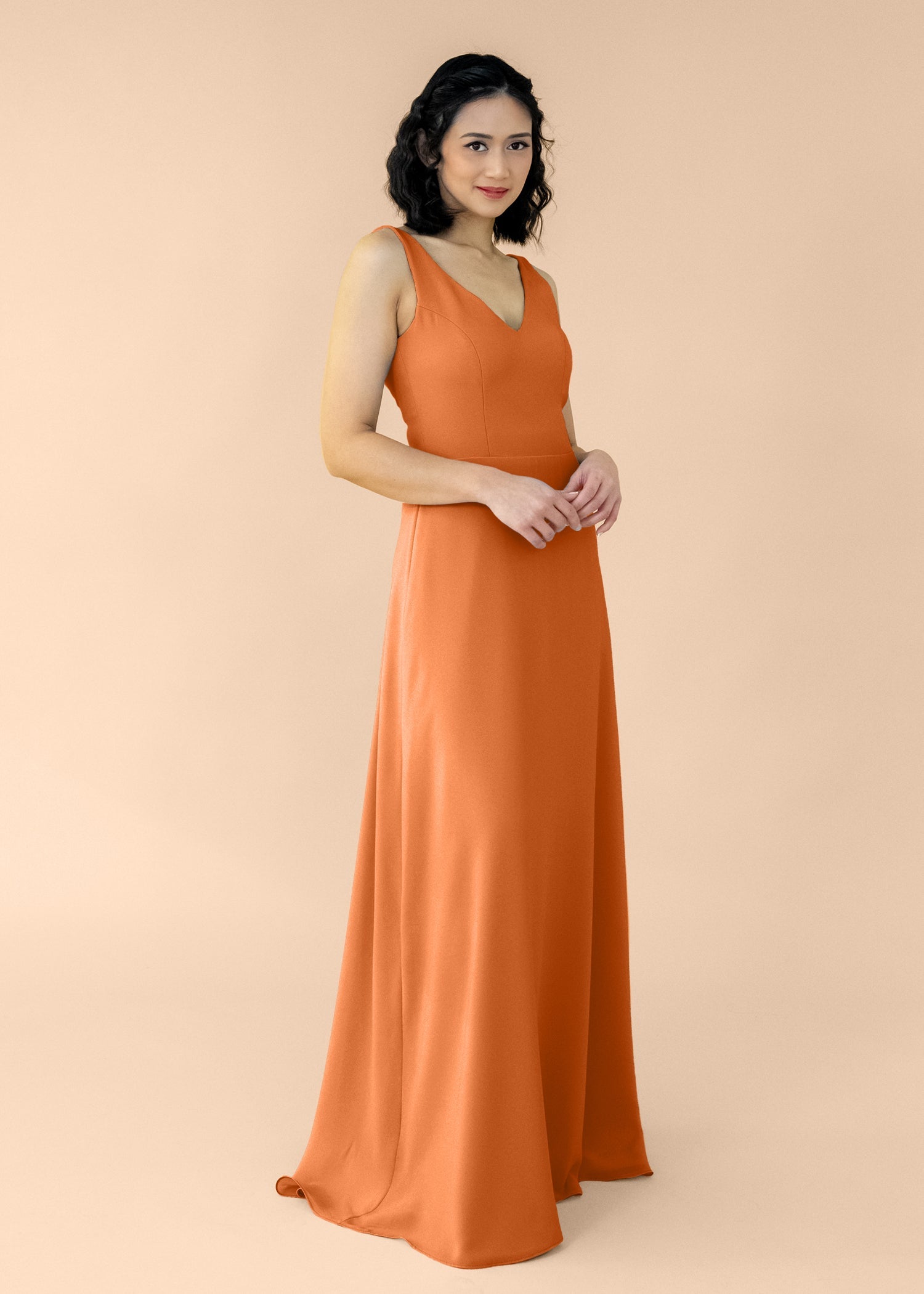 Vneck-Aline-Chiffon-Terracotta