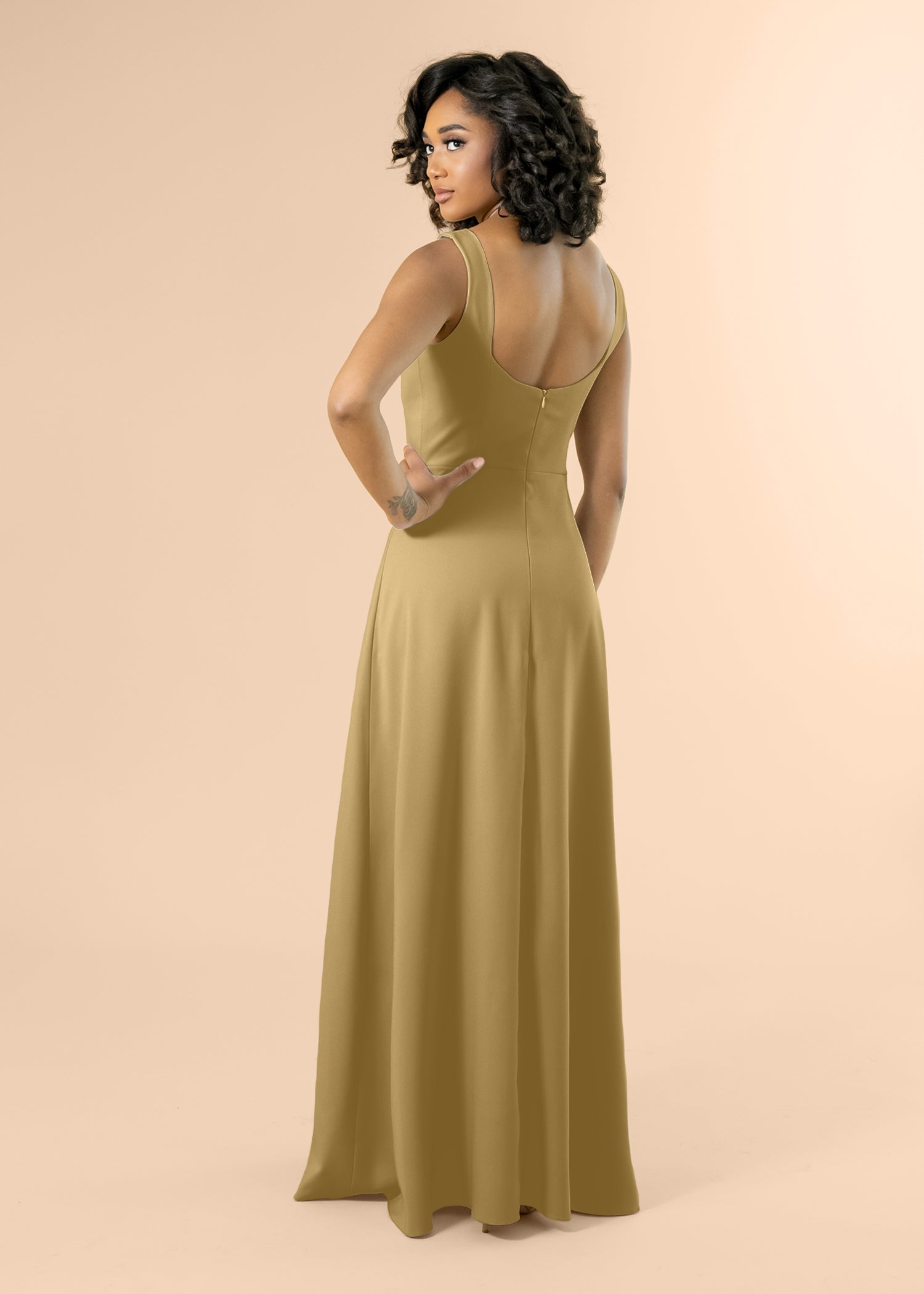 Vneck-Aline-Crepe-Bronze
