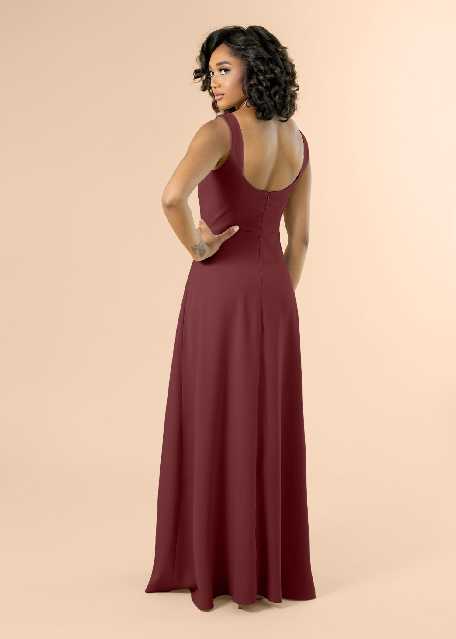 Vneck-Aline-Crepe-Burgundy