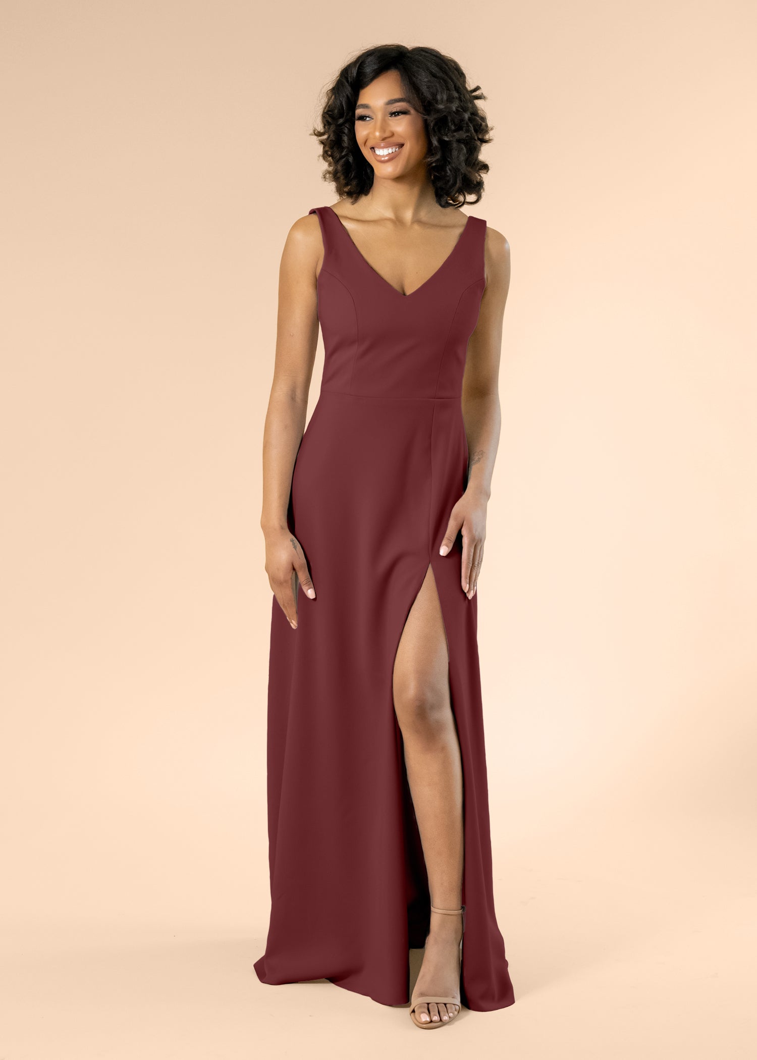 Vneck-Aline-Crepe-Burgundy