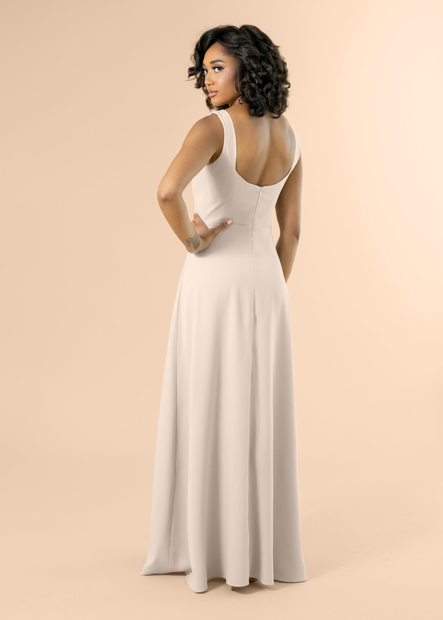 Vneck-Aline-Crepe-Champagne