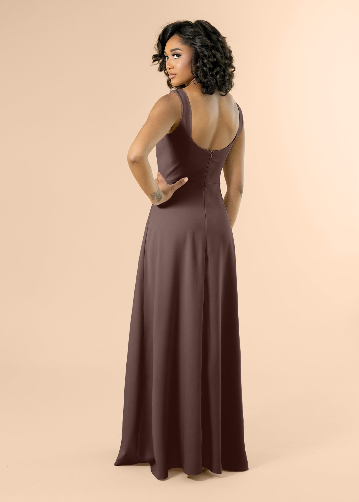 Vneck-Aline-Crepe-Chocolate
