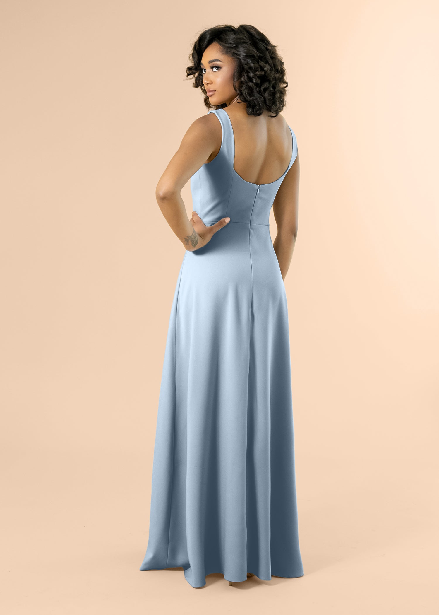 Vneck-Aline-Crepe-DustyBlue
