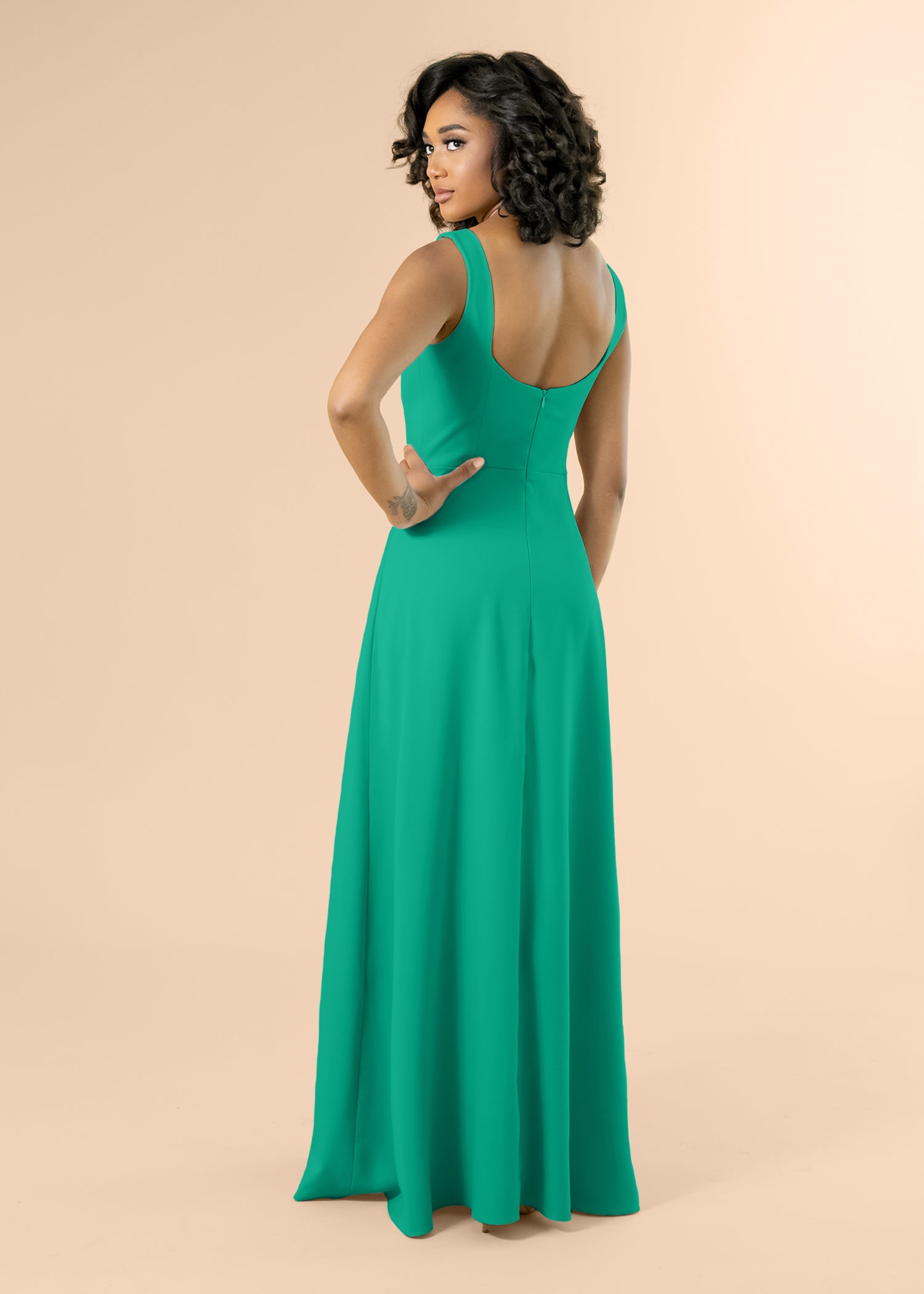 Vneck-Aline-Crepe-Emerald