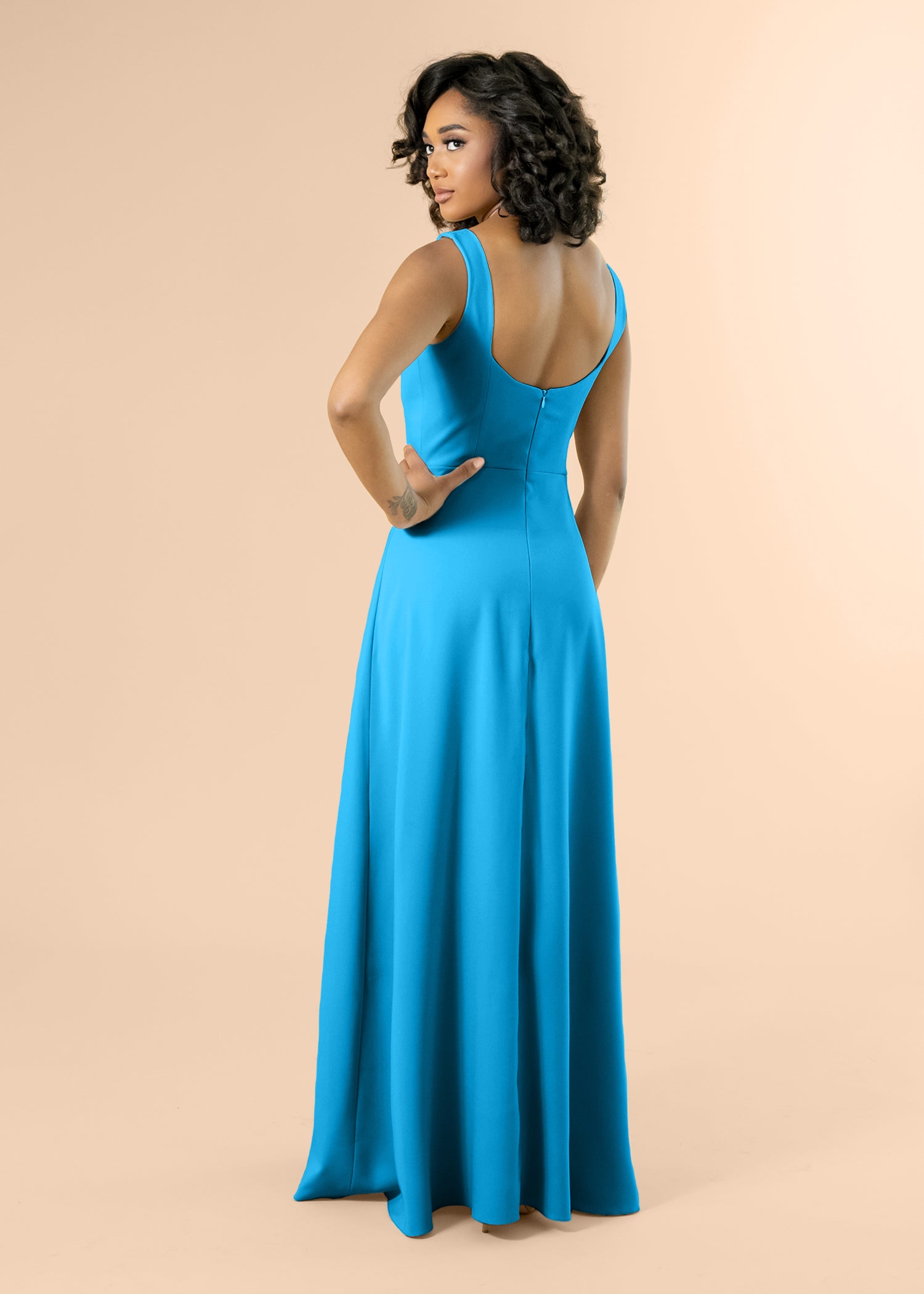 Vneck-Aline-Crepe-Sapphire