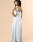 Vneck-Aline-Crepe-Silver