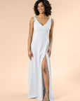 Vneck-Aline-Crepe-Silver