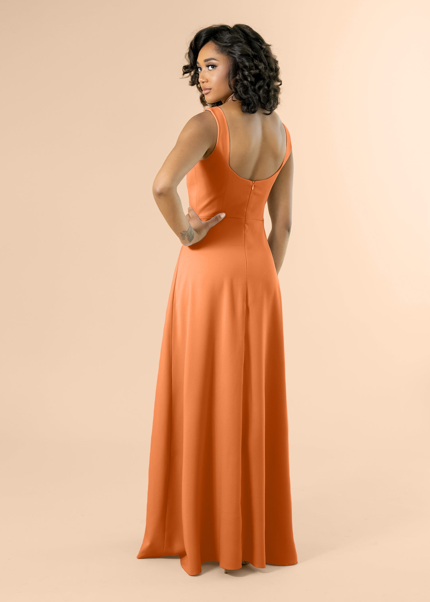 Vneck-Aline-Crepe-Terracotta