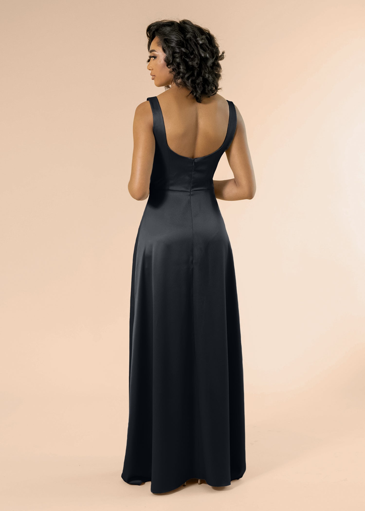 Vneck-Aline-Satin-Black