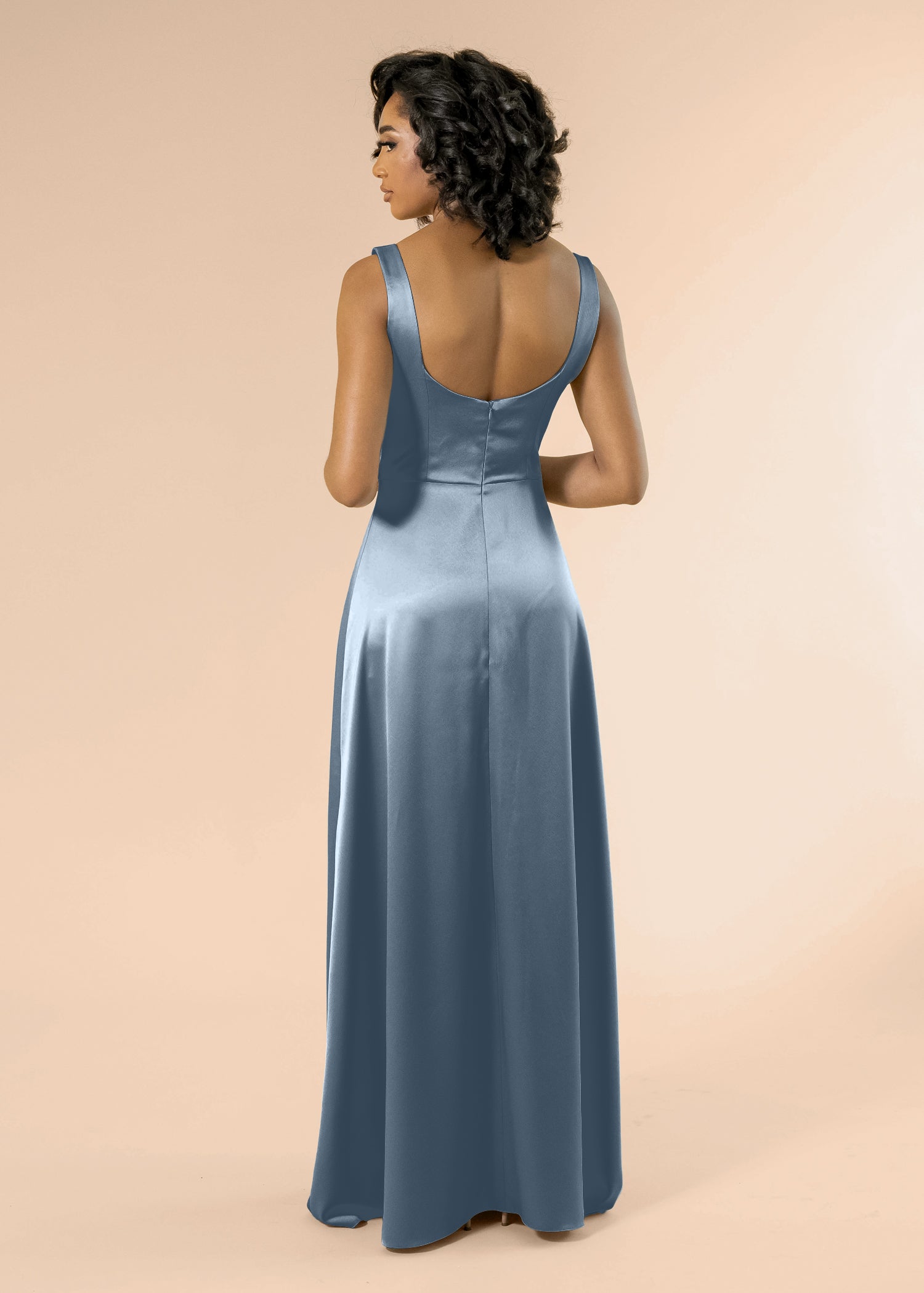 Vneck-Aline-Satin-DustyBlue