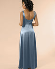 Vneck-Aline-Satin-DustyBlue