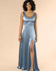 Vneck-Aline-Satin-DustyBlue