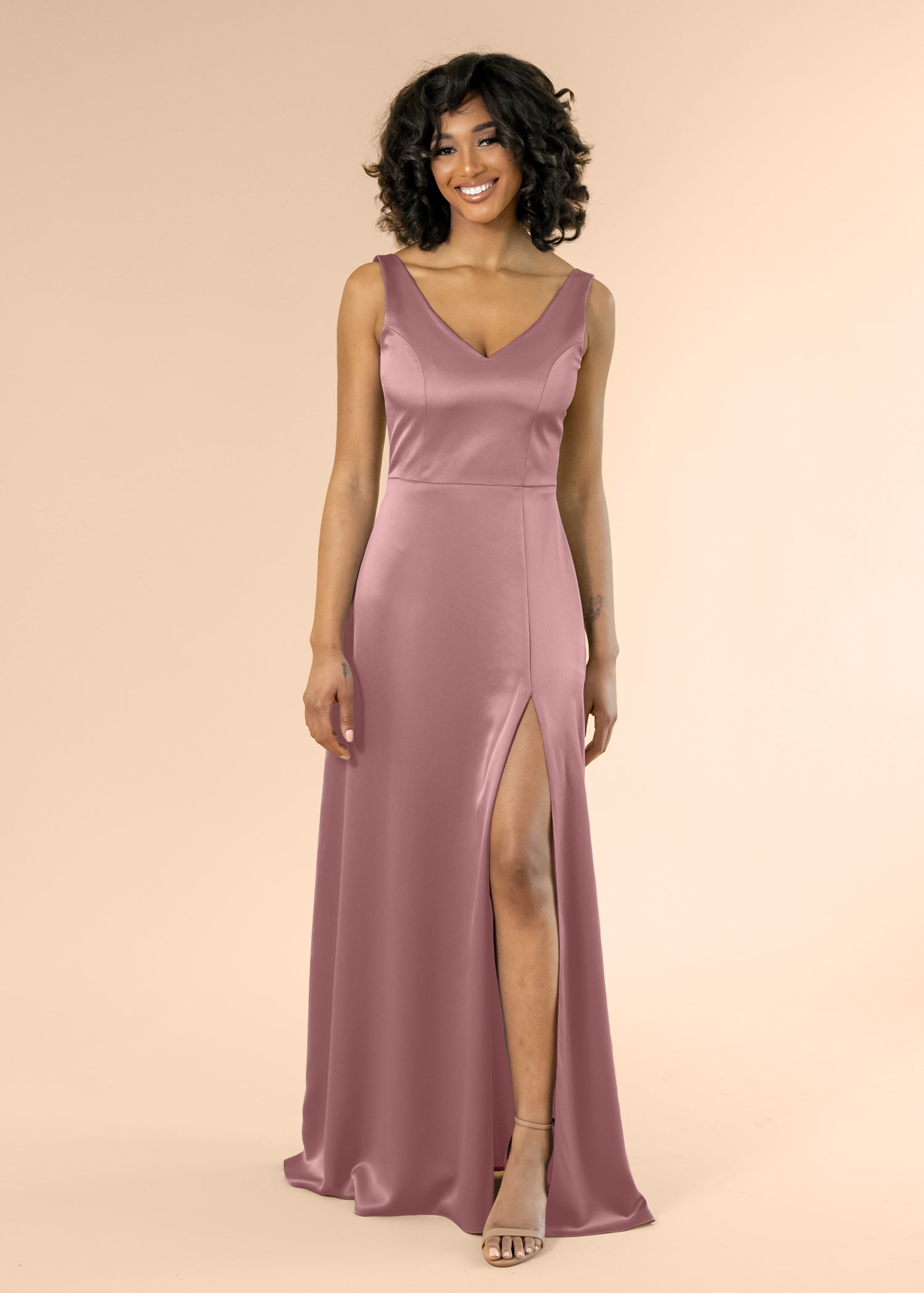 Vneck-Aline-Satin-DustyRose