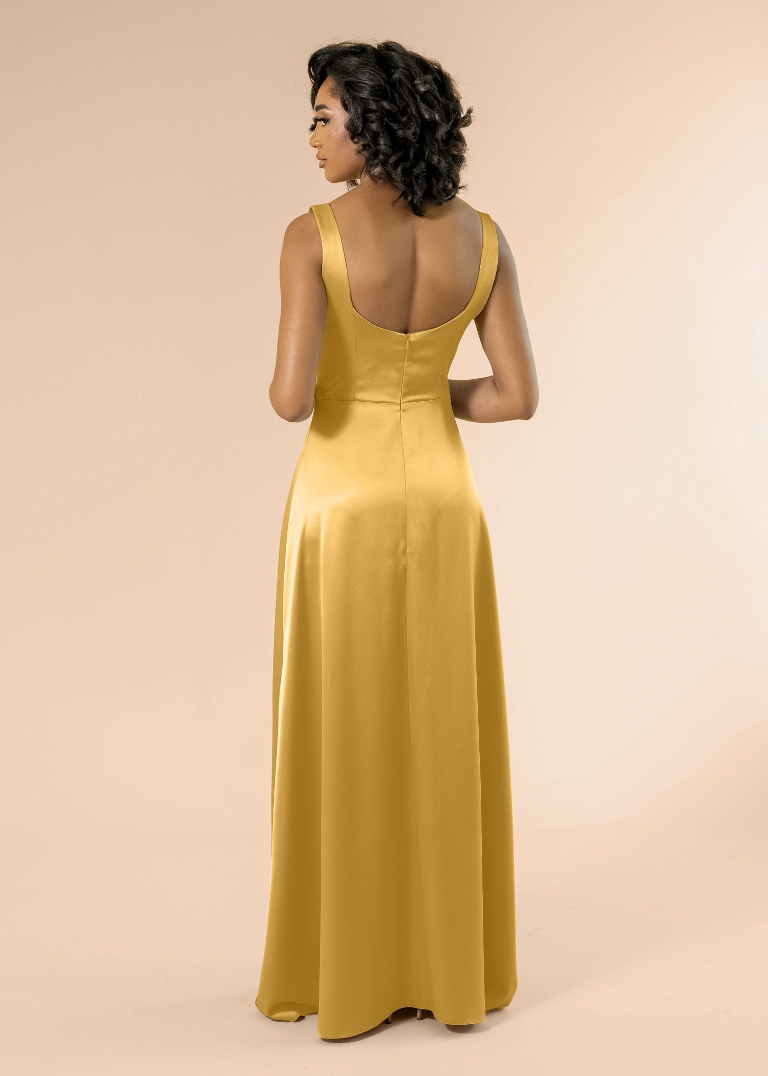 Vneck-Aline-Satin-Gold
