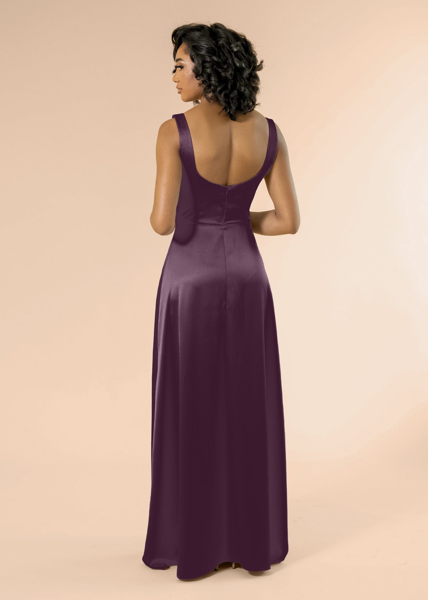 Vneck-Aline-Satin-Mahogany