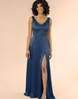 Vneck-Aline-Satin-Navy