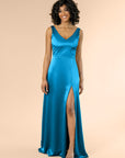 Vneck-Aline-Satin-Sapphire