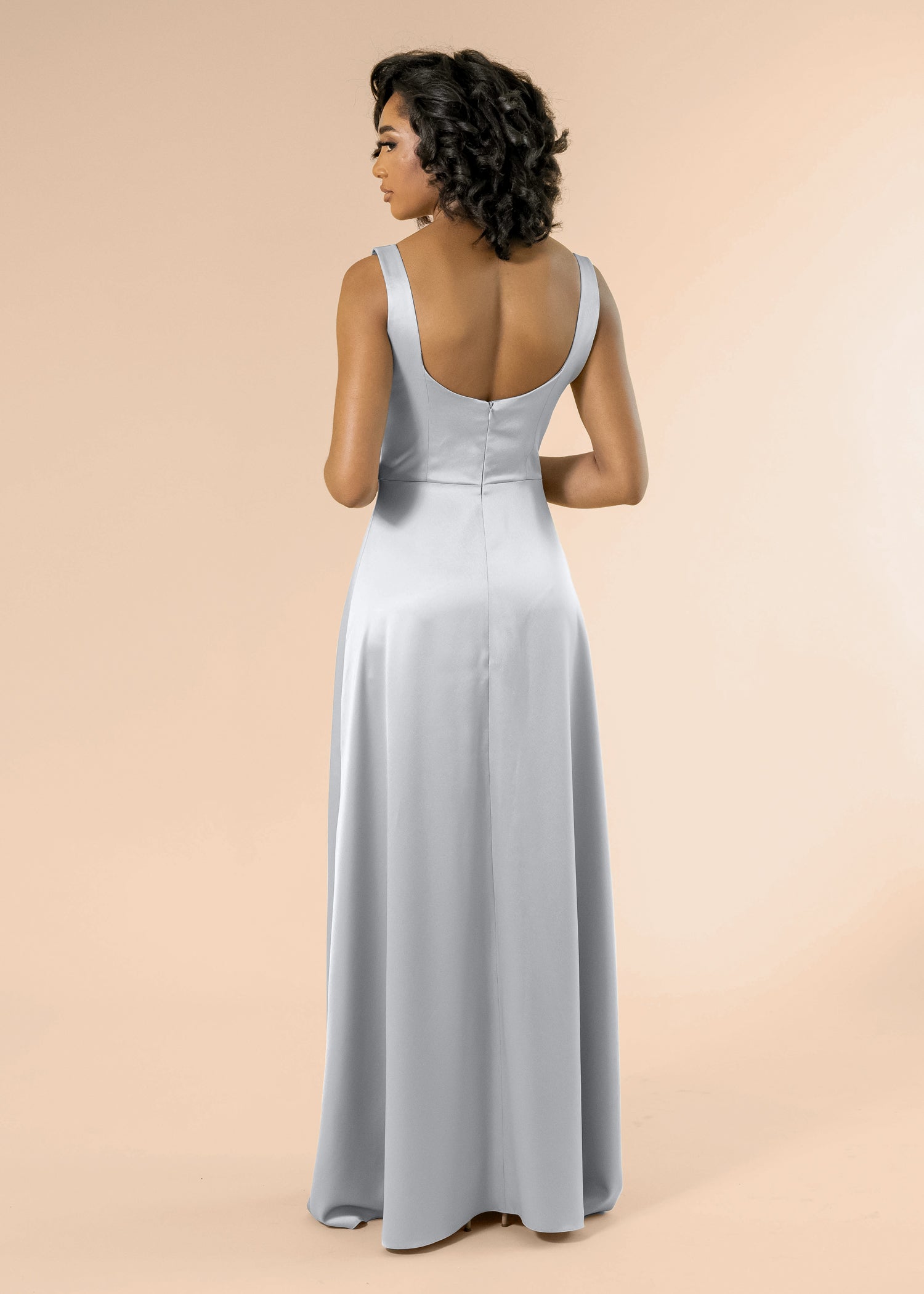 Vneck-Aline-Satin-Silver