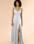 Vneck-Aline-Satin-Silver