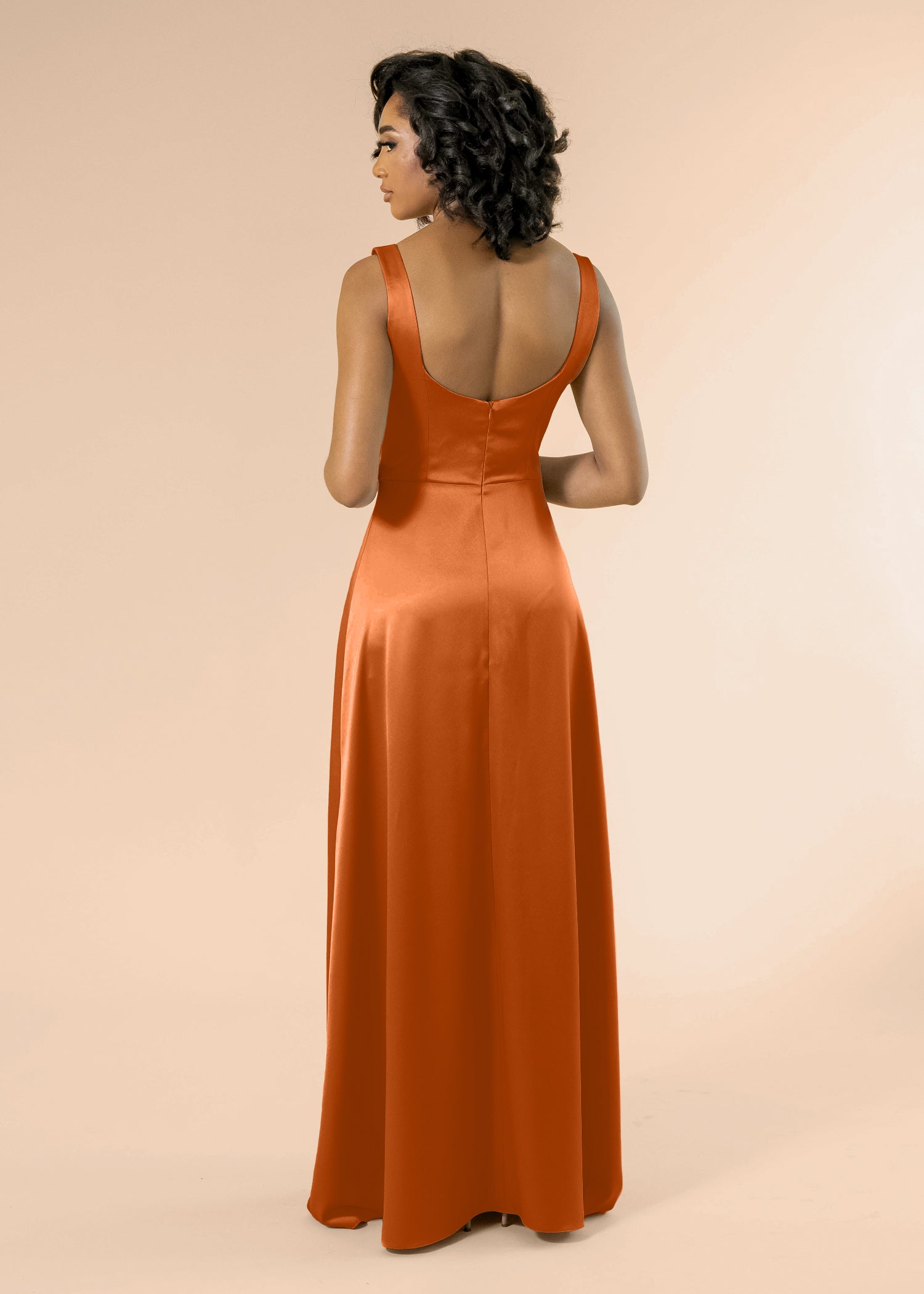 Vneck-Aline-Satin-Terracotta