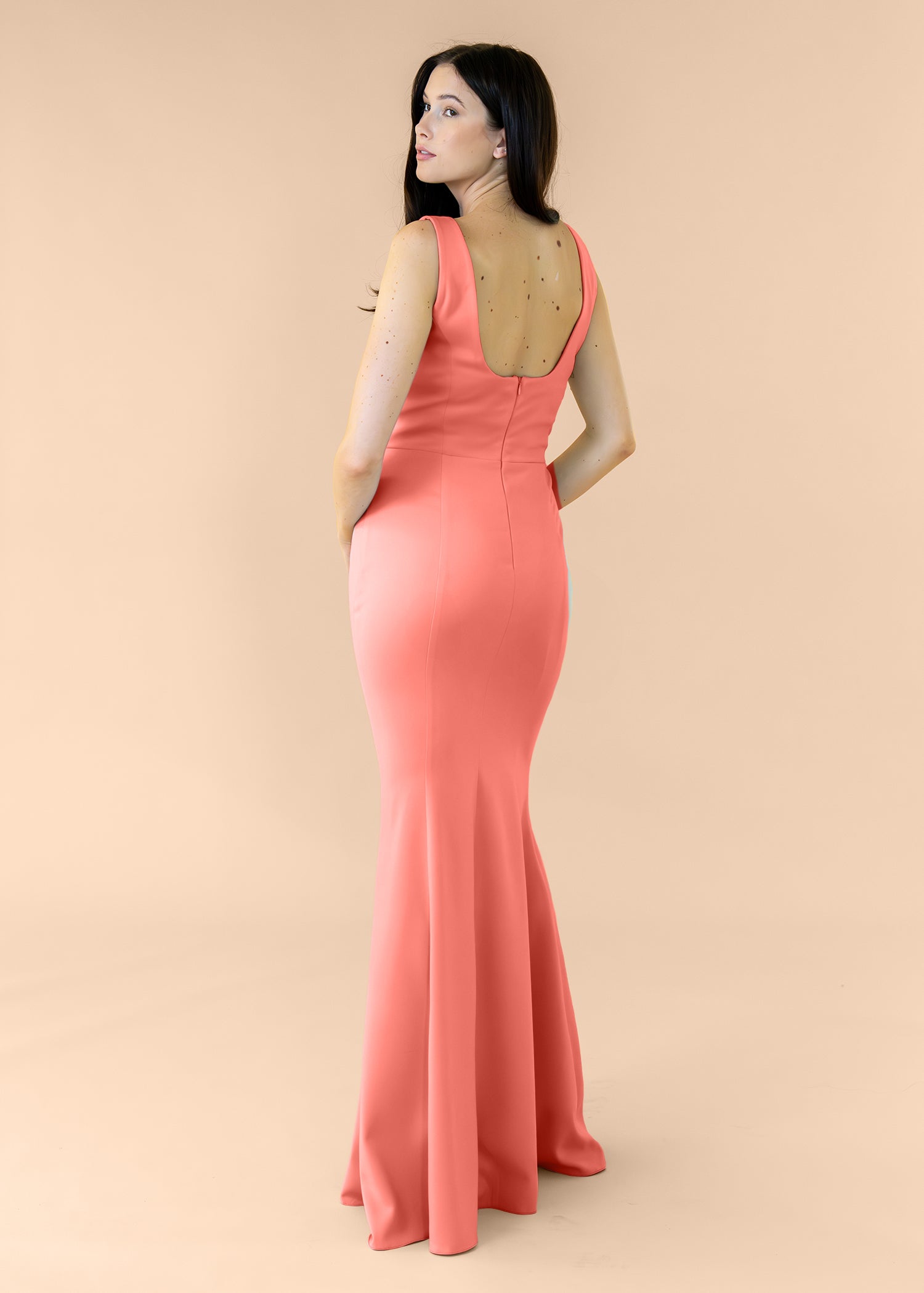 Vneck-Bell-Crepe-Coral