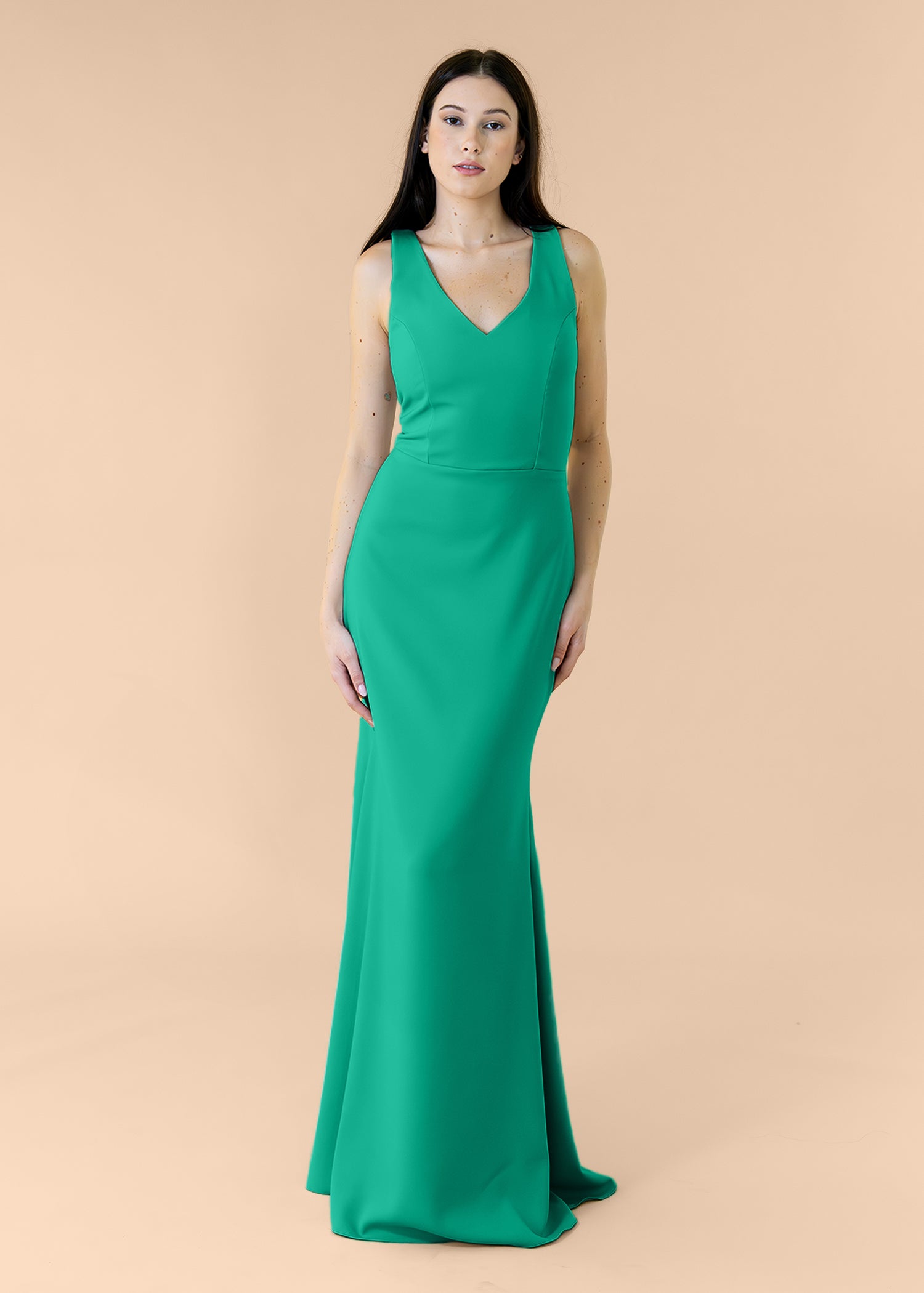 Vneck-Bell-Crepe-Emerald