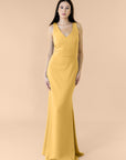 Vneck-Bell-Crepe-Gold