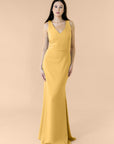 Vneck-Bell-Crepe-Gold