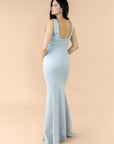 Vneck-Bell-Crepe-Silver