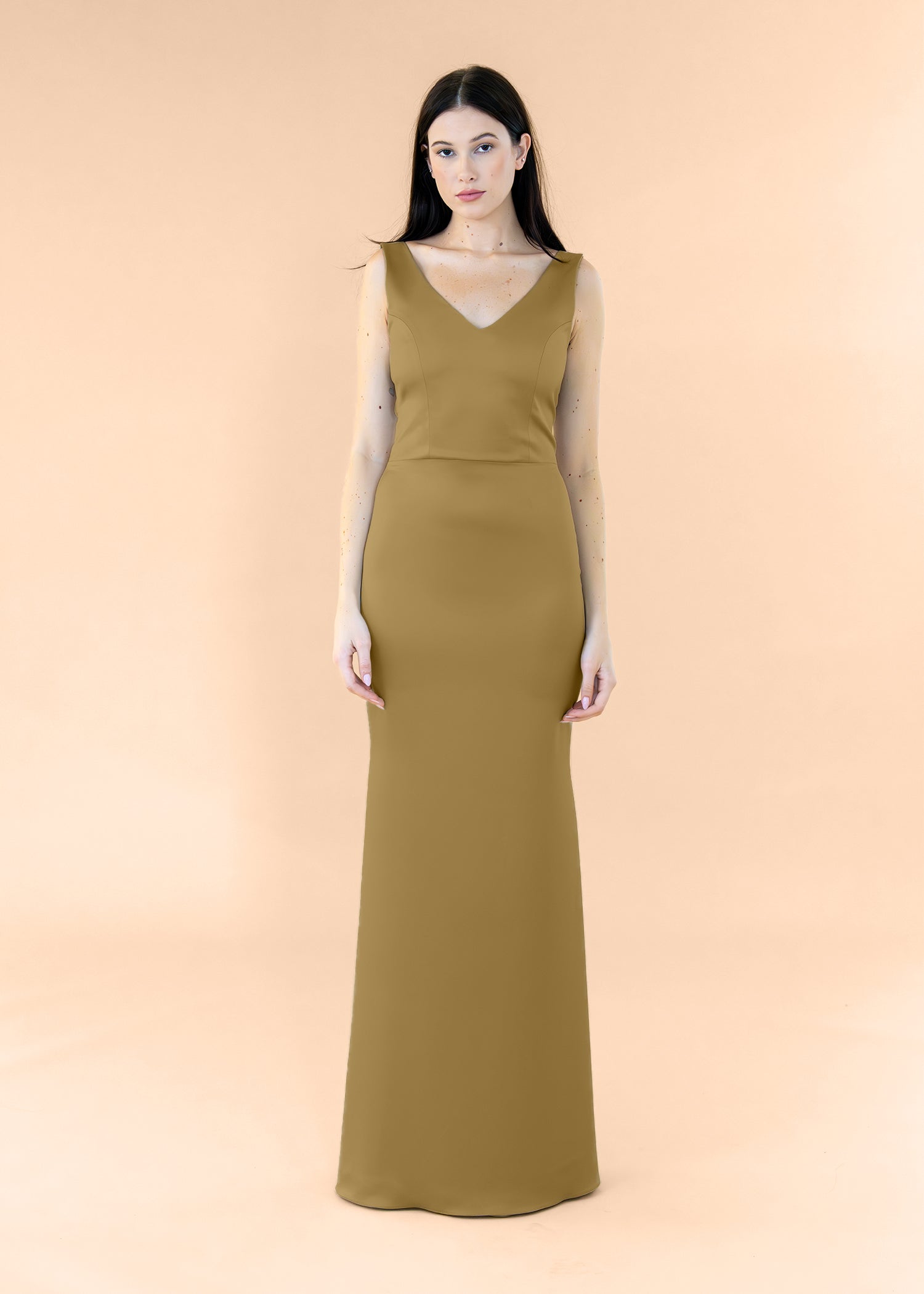 Vneck-Bell-Satin-Bronze